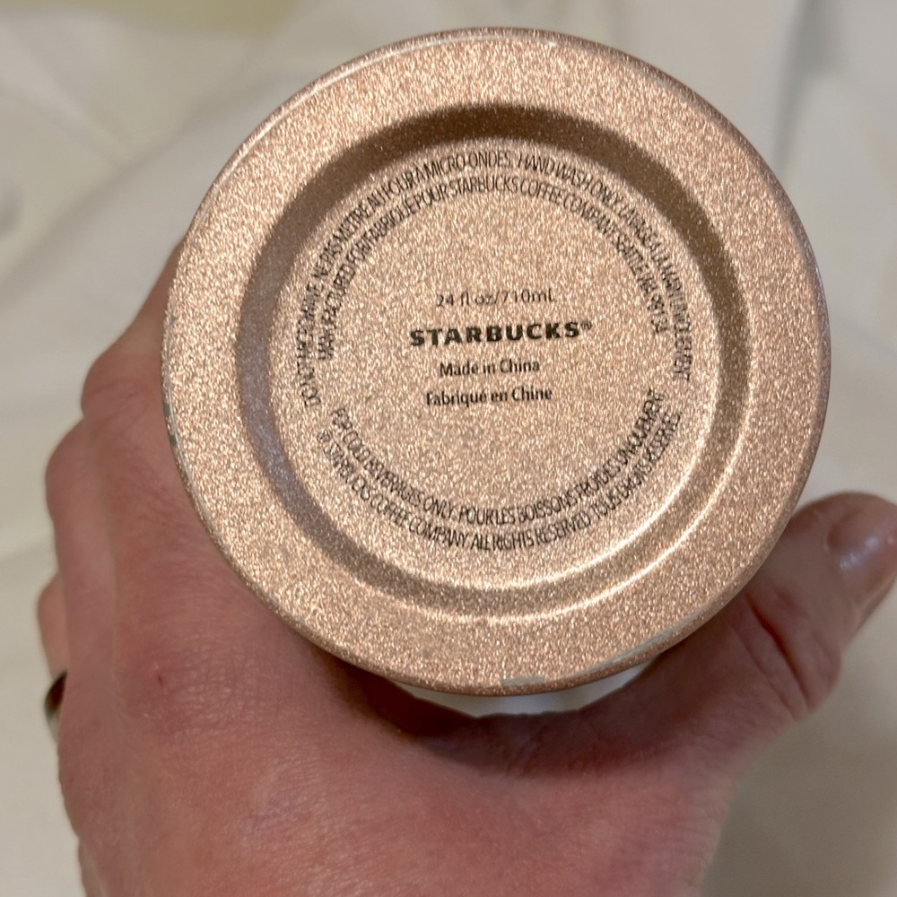 NEW 2018 RARE Starbucks Rose Gold glitter top 24oz Venti stainless Steel tumbler - Picture 12 of 17
